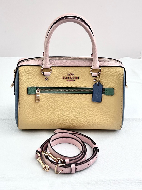 Coach Handbags - Coach Rowan Colorblock Structured Satchel Crossbody Strap C3428 10.5”x6.25” EUC